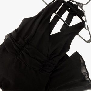 Black Chiffon Dress with Runched Underbust Band